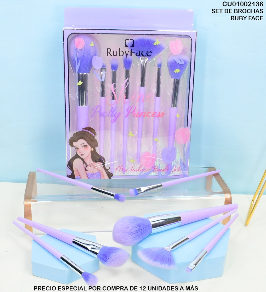 SET 7 BROCHAS SHINE PRETTY PRINCESS GZ07 RUBY FACE SURT