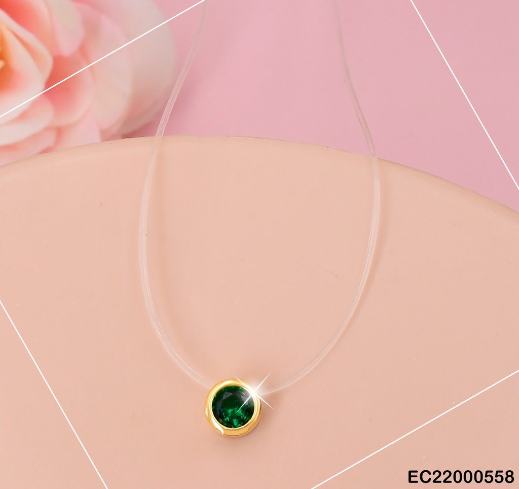 CADENA NYLON ZIRCONIA VERDE BORDE DORADO A7145-100