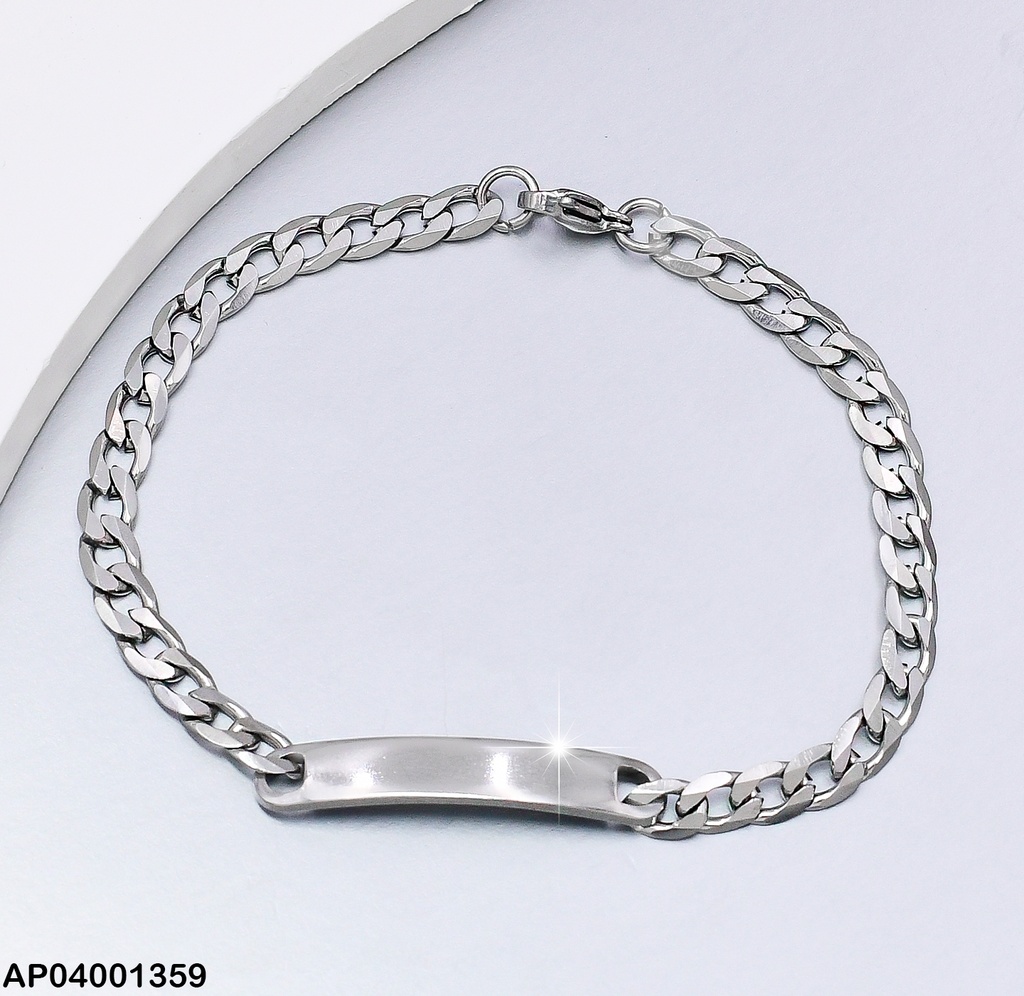 PULSERA PLATEADA MARTILLADA PLACA 1.4NK 002F1461-86