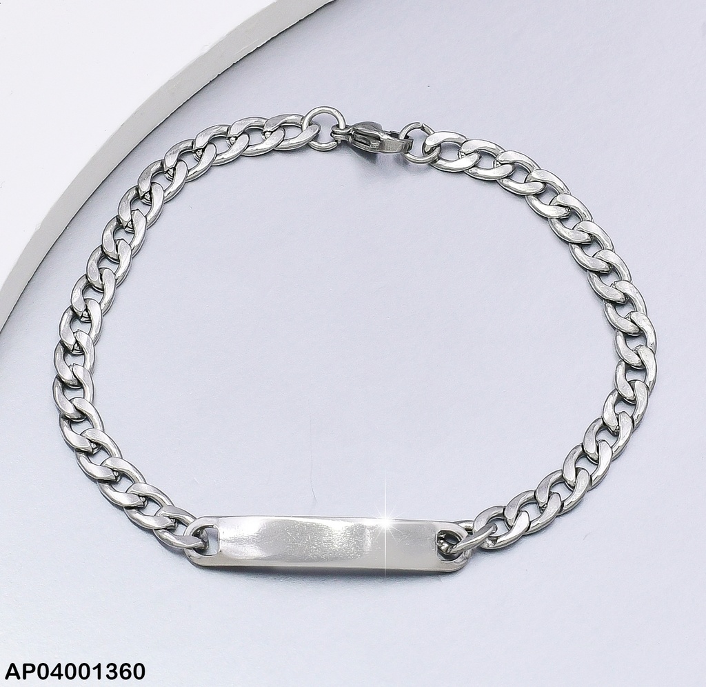 PULSERA PLATEADA PLACA MARTILLADA 1.4NK 002F1452-86