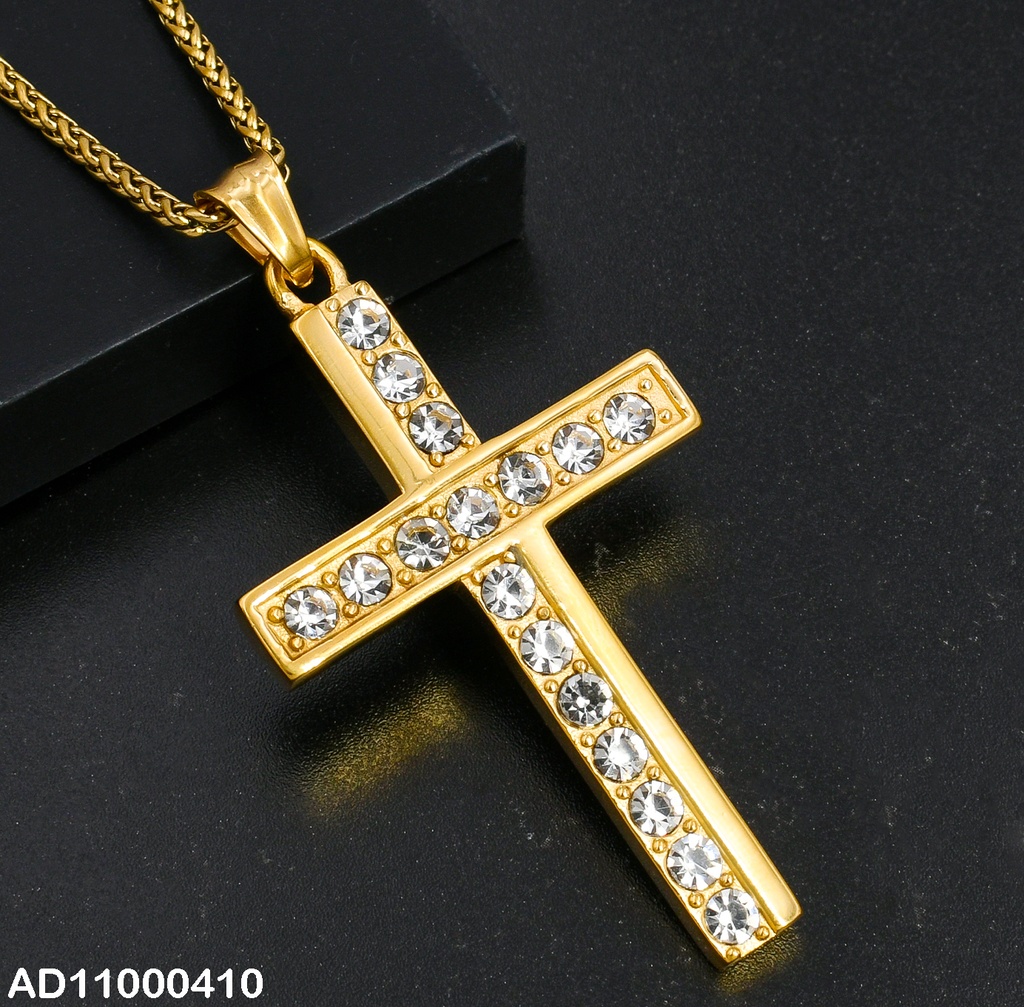 DIJE DORADO CRUZ C/ZIRC.LINEA LISA 080664-106T