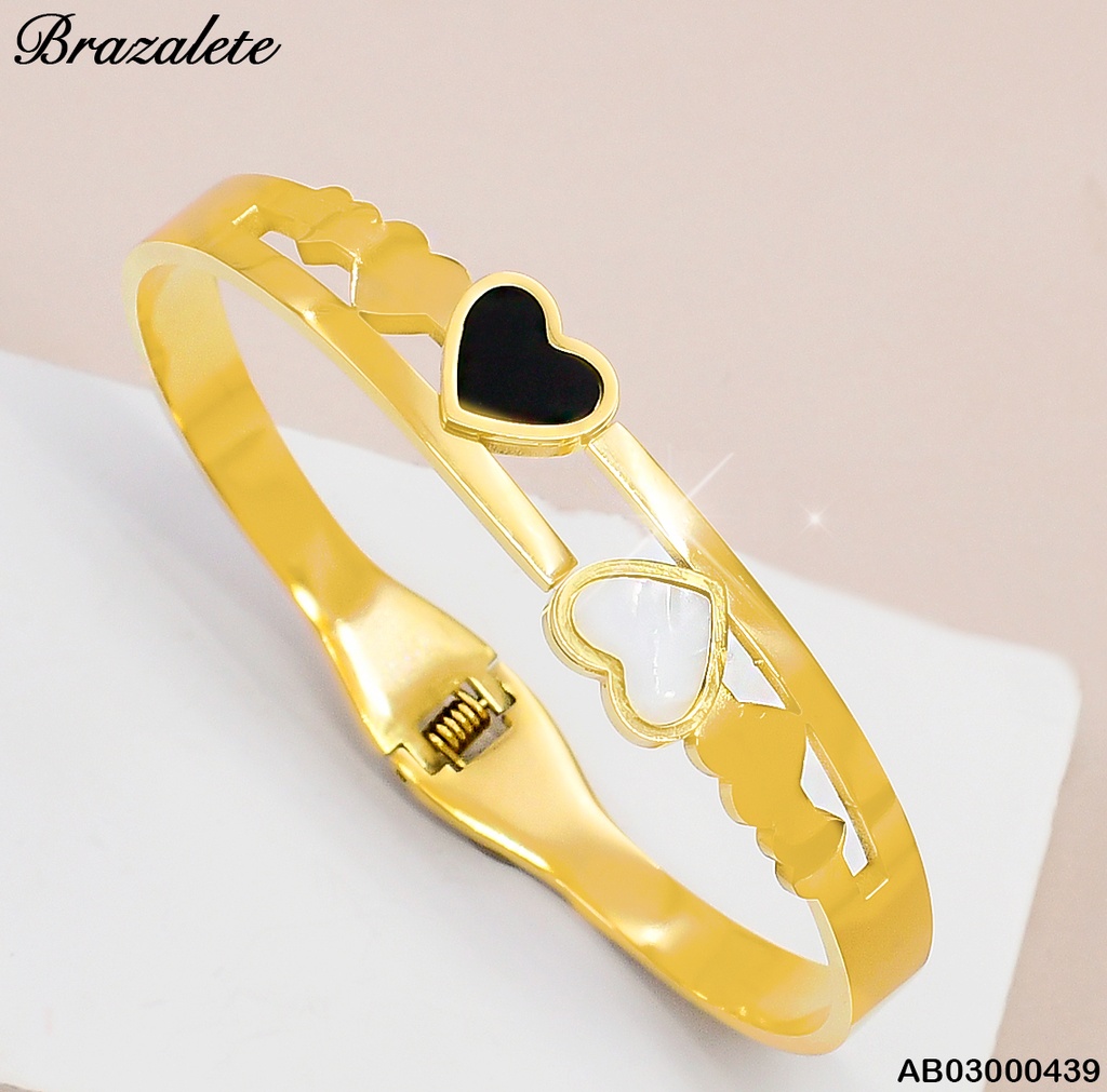 BRAZALETE CORAZONES BLANCO/NEGRO 081632-W171