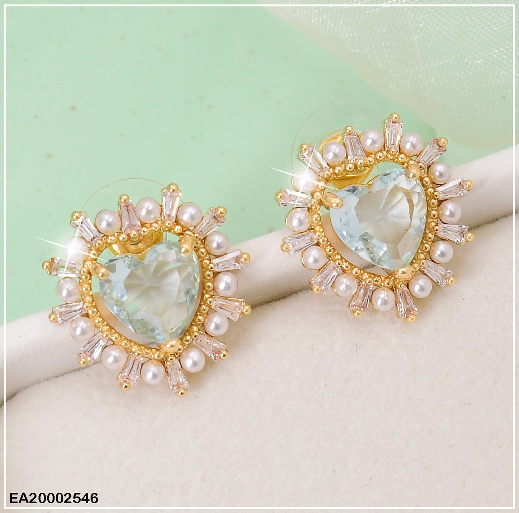 ARETES CORAZON ZIRCONIA BORDES C/ PERLAS EE517-6