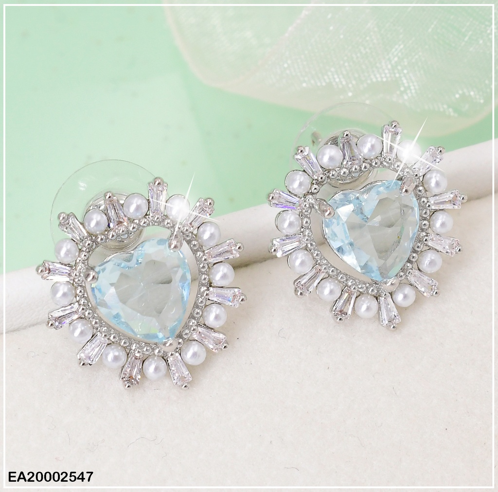 ARETES PLAT. CORAZON ZIRCONIA BORDES C/PERLAS EE518-6