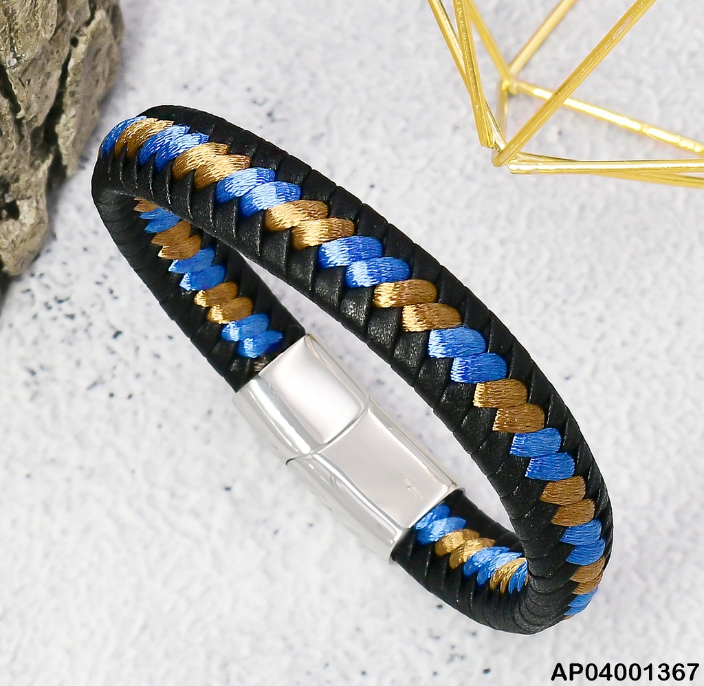 PULSERA CABALLERO LINEAS AZUL /CAFE 080531-W167