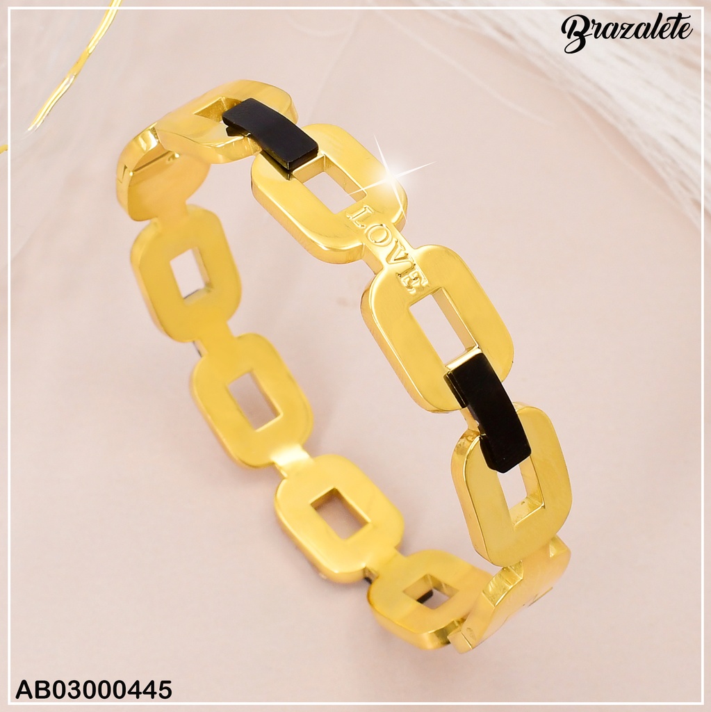 BRAZALETE ESLABONES PLANOS DE CADENA DOR/NEGRO 080959