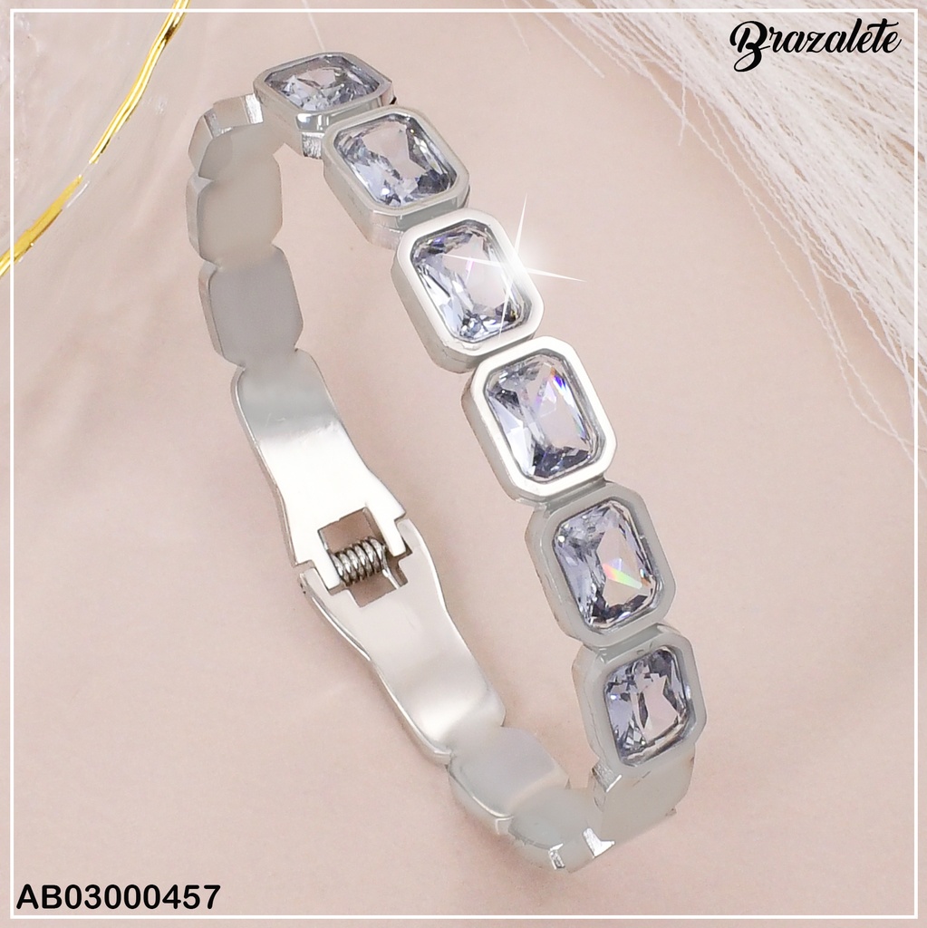 BRAZALETE PLATEADO 6 ZIRCONIAS RECTANGULARES 080984