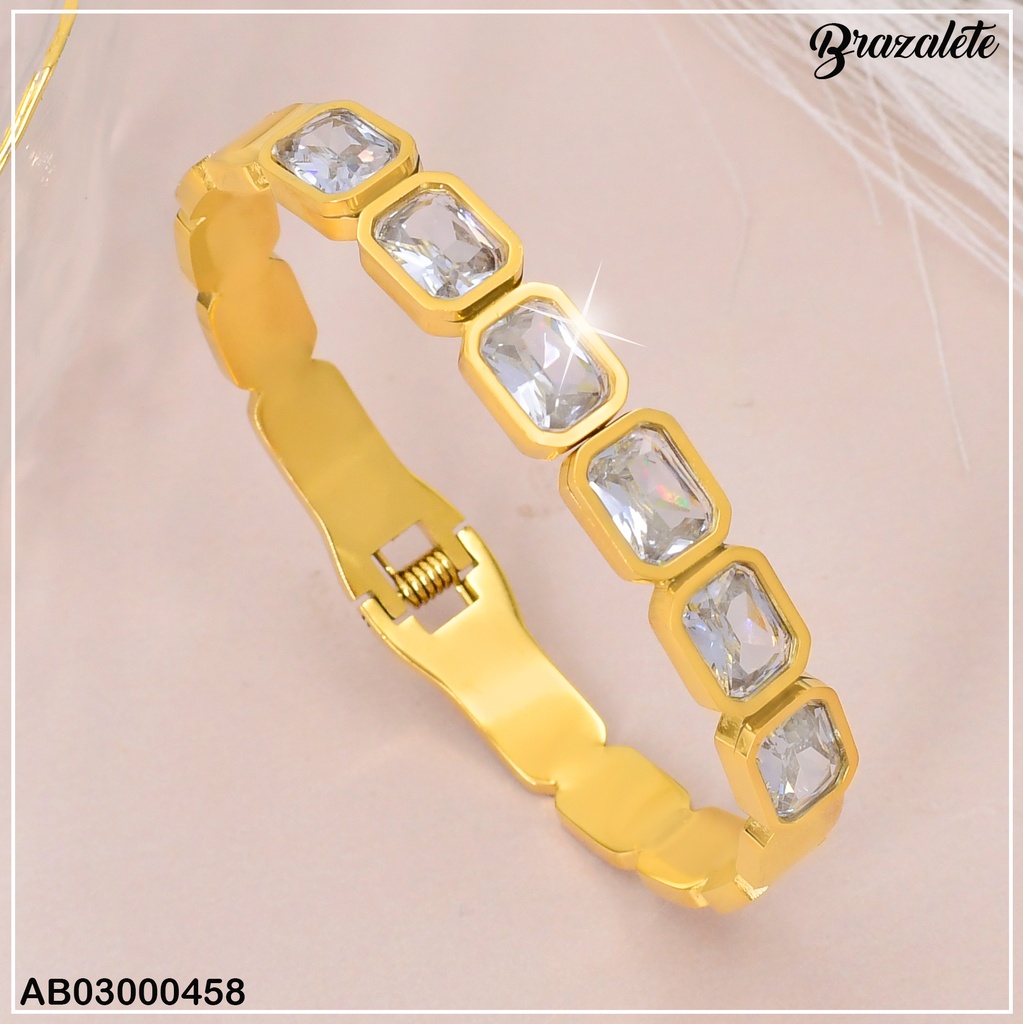 BRAZALETE DORADO 6 ZIRCONIAS RECTANGULARES 080985