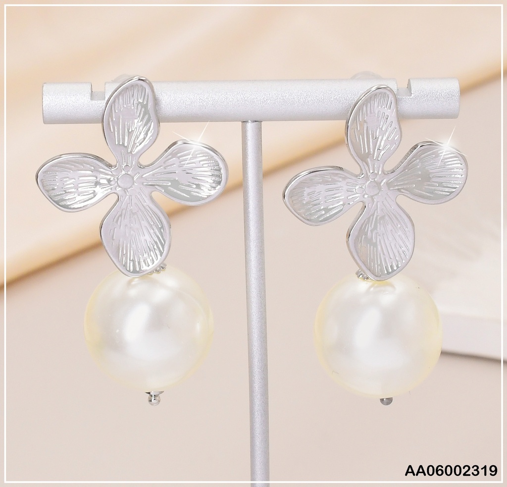 ARETES PLATD. FLOR PERLA EA342-131
