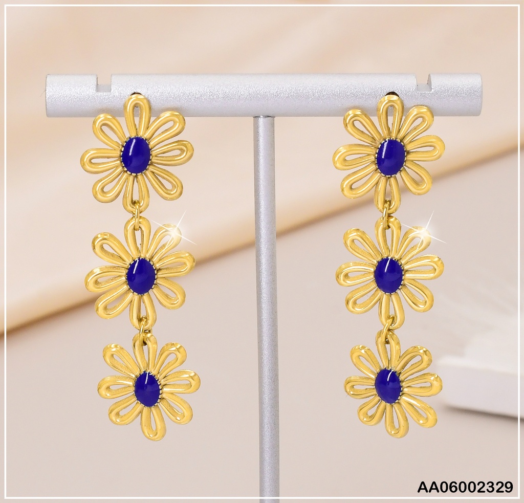ARETES 3 FLORES CENTRO AZUL 0806541-W25