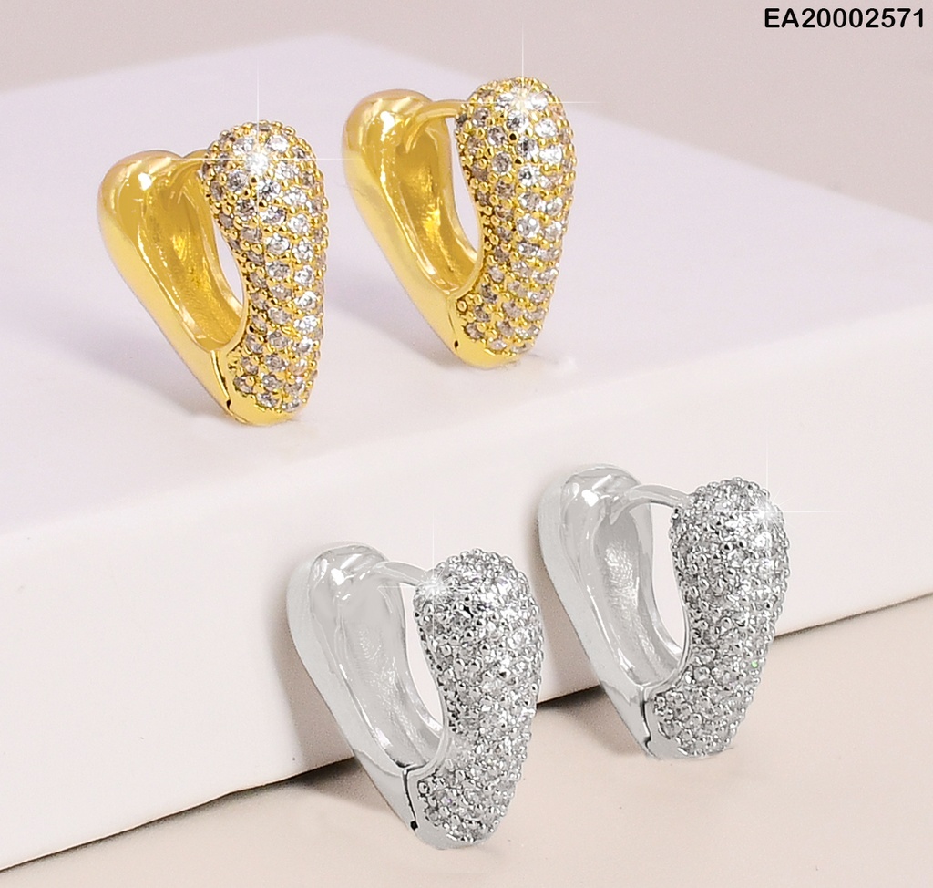 ARETES HUGGIES "V"INFLADA C/ZIRC. SURTIDOS P9199