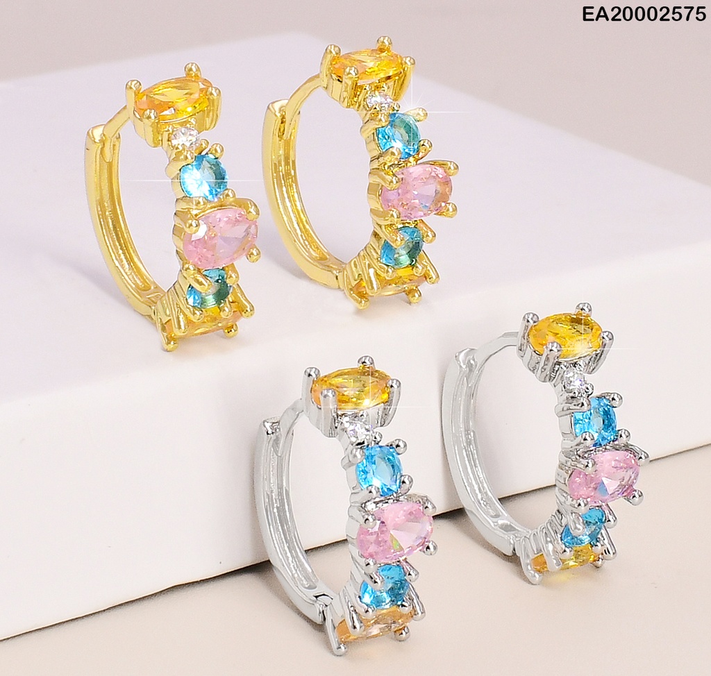 ARETES HUGGIES ZIRC. COL. VARIOS RD/OVALOS P9173