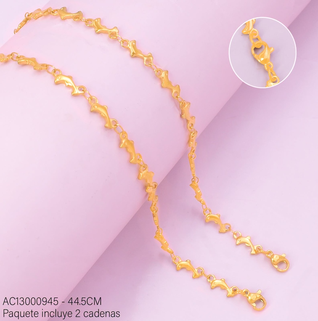 PAQ.2 CADENAS CORAZONES/DELFINES 335010 44.50CM