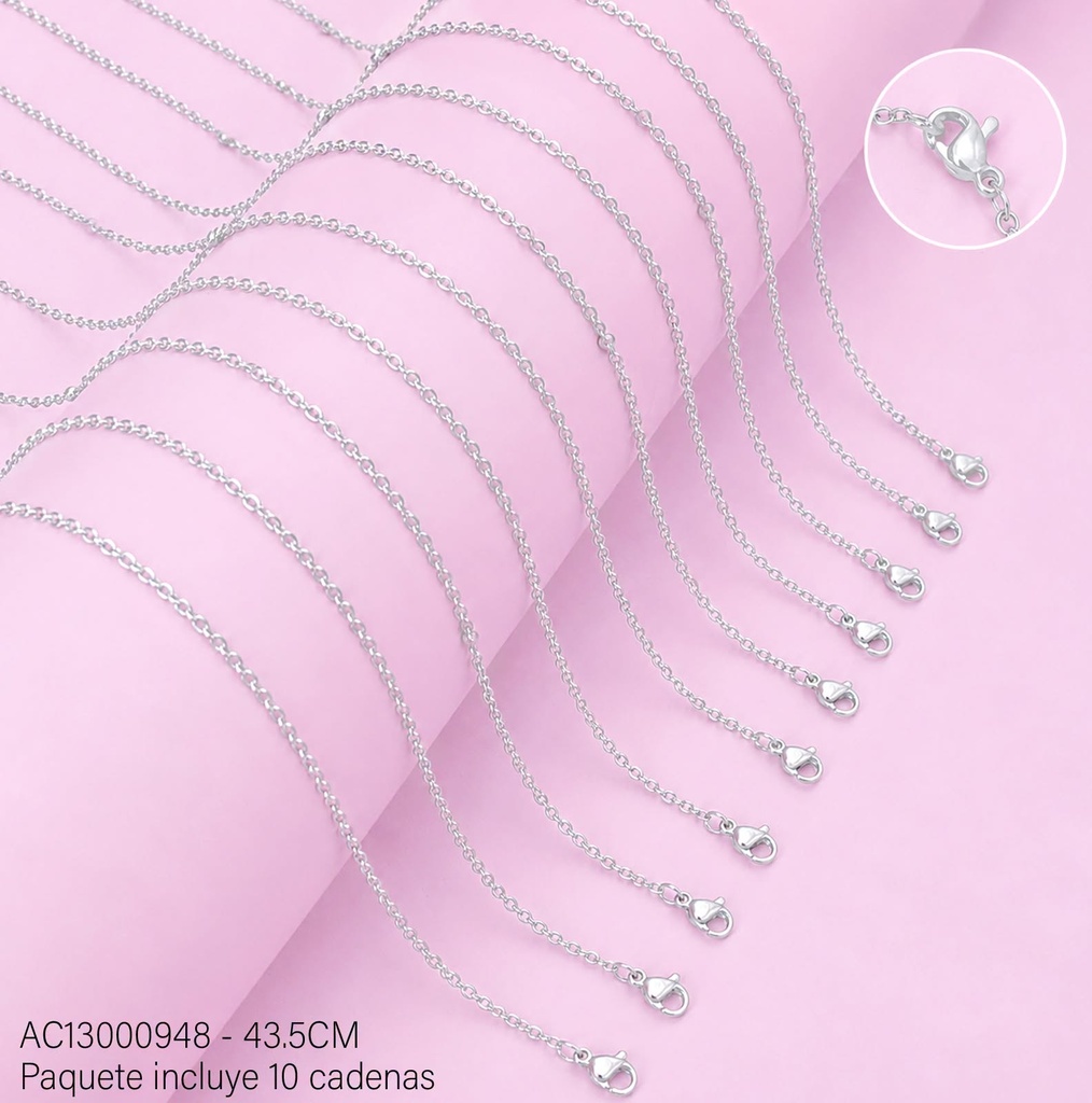 PAQ.10 CADENAS PLATEADAS TRADICIONALES 0.3NK P7525 43.50CM