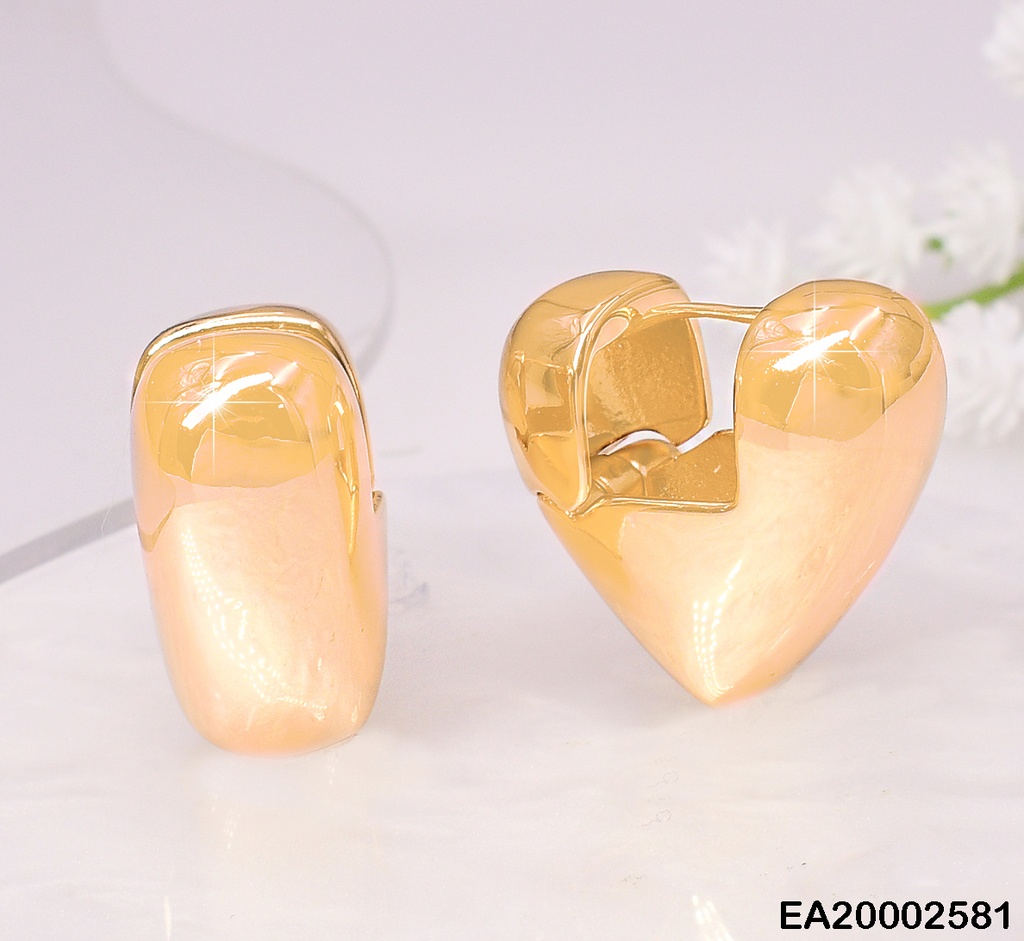 ARETES  CORAZON ANCHO LISO(DORADO/PLAT) P9298-223