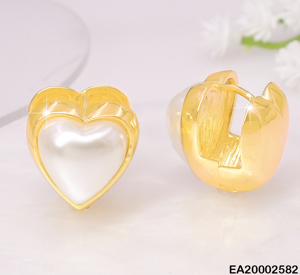 ARETES AMBAS CARAS CORAZON BLANCO/DORADO P9205-223