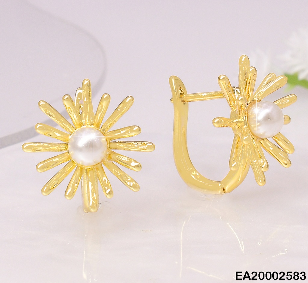 ARETES FLOR PETALOS FINOS CENTRO PERLA P9178-223