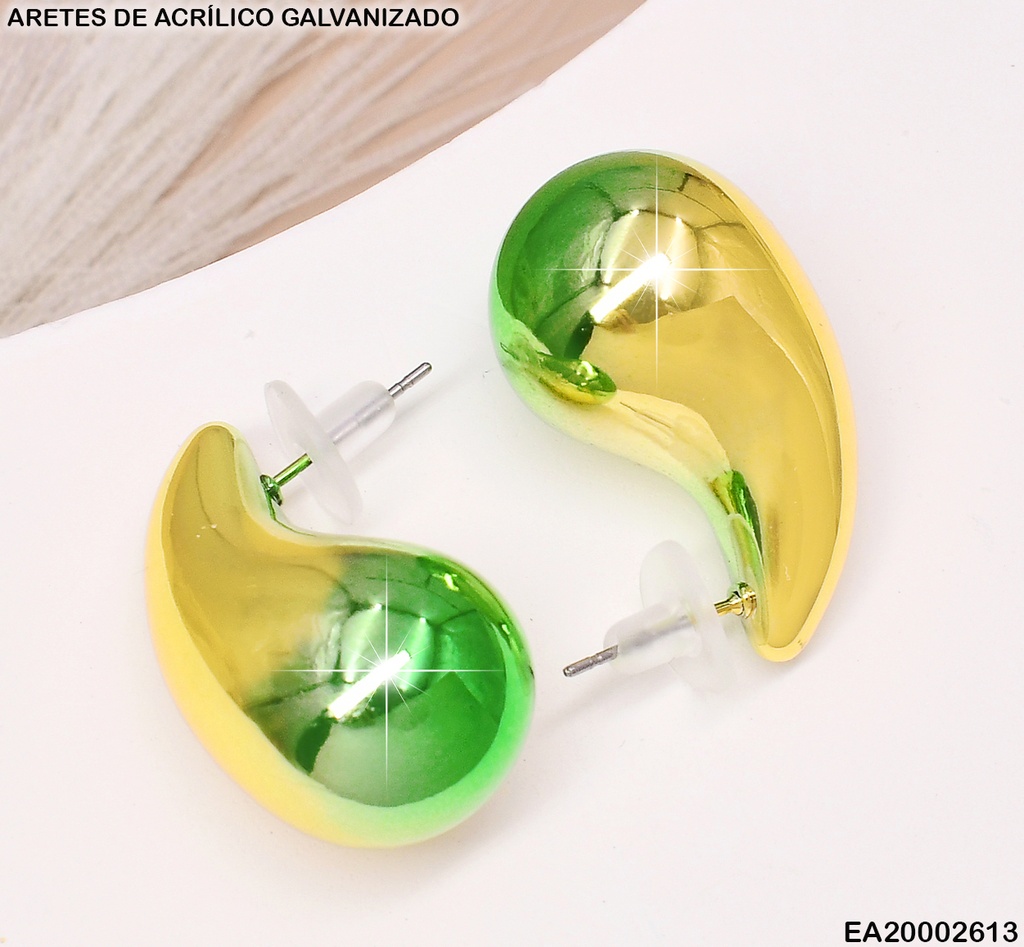 ARETES GALVANIZADOS(CCB)GOTA DOR/VERDE EE628-215