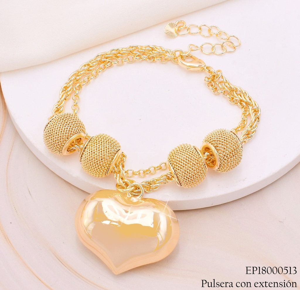 PULSERA CORAZON PELOTA DE MALLA BE086-9