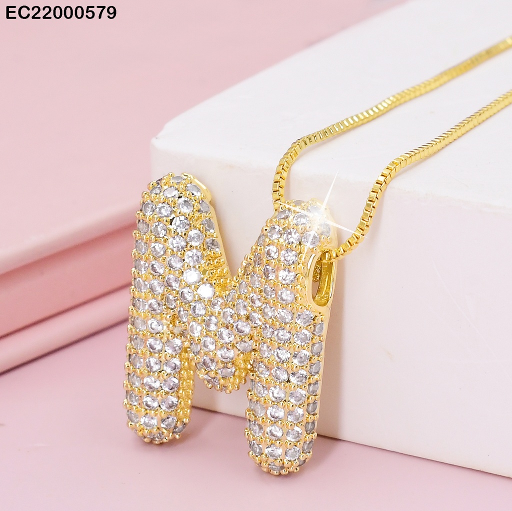 CADENA FINA DIJE LETRA"M"CON ZIRCONIAS  CE082-217