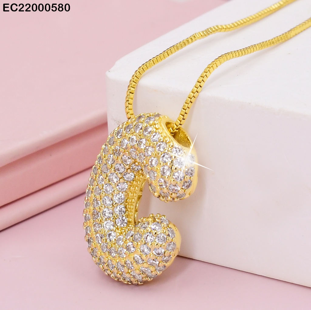 CADENA FINA DIJE LETRA"C"CON ZIRCONIAS  CE083-217