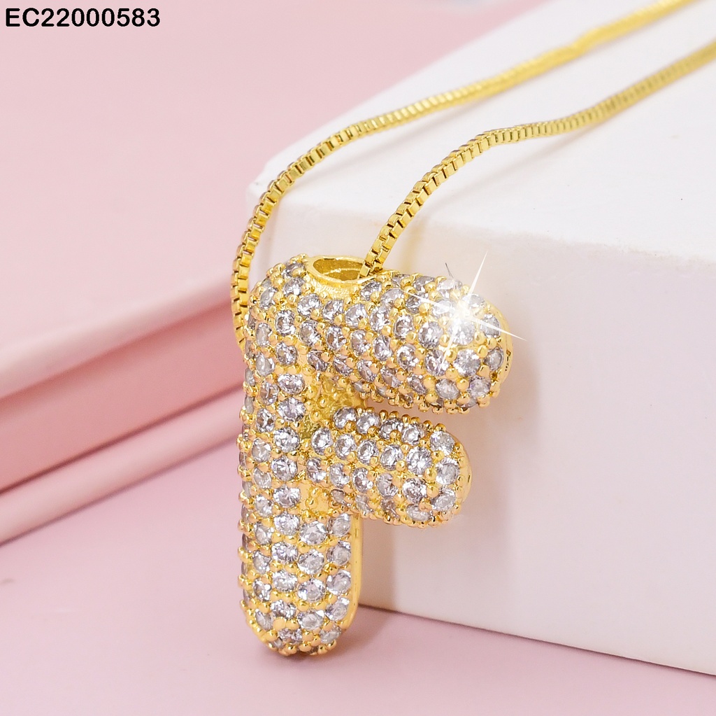 CADENA FINA DIJE LETRA"F"CON ZIRCONIAS  CE081-217