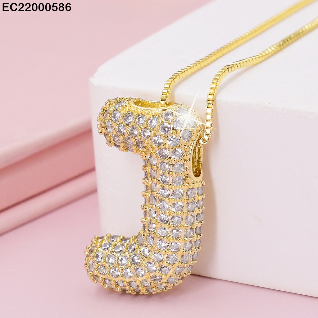 CADENA FINA DIJE LETRA"J"CON ZIRCONIAS  CE089-217