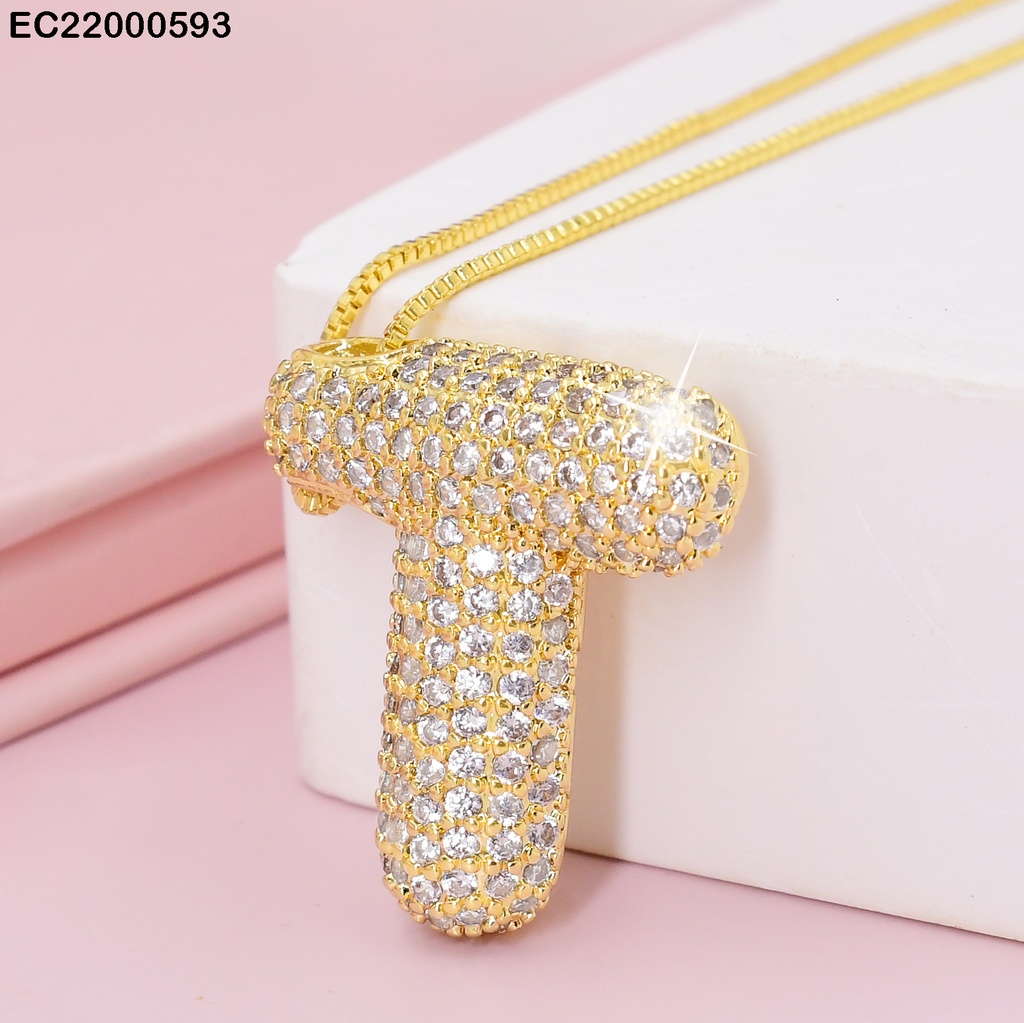 CADENA FINA DIJE LETRA"T"CON ZIRCONIAS  CE096-217