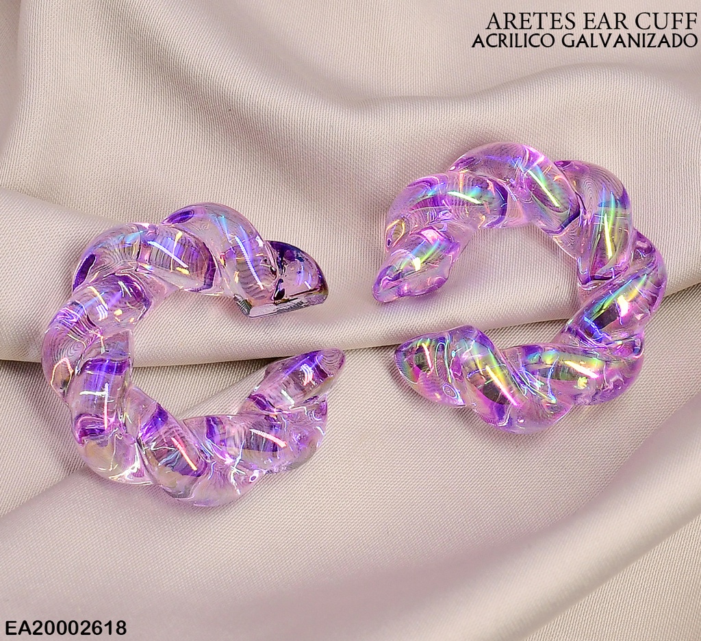EAR CUFF ONDULADAS ACRILICOS GALVANIZADOS(CCB)LILAS EE588-215