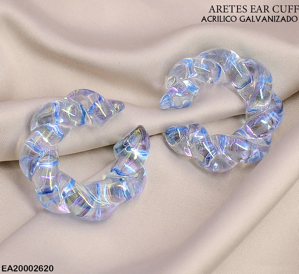 EAR CUFF ONDULADAS ACRILICOS GALVANIZADOS(CCB)CELESTES EE590-215