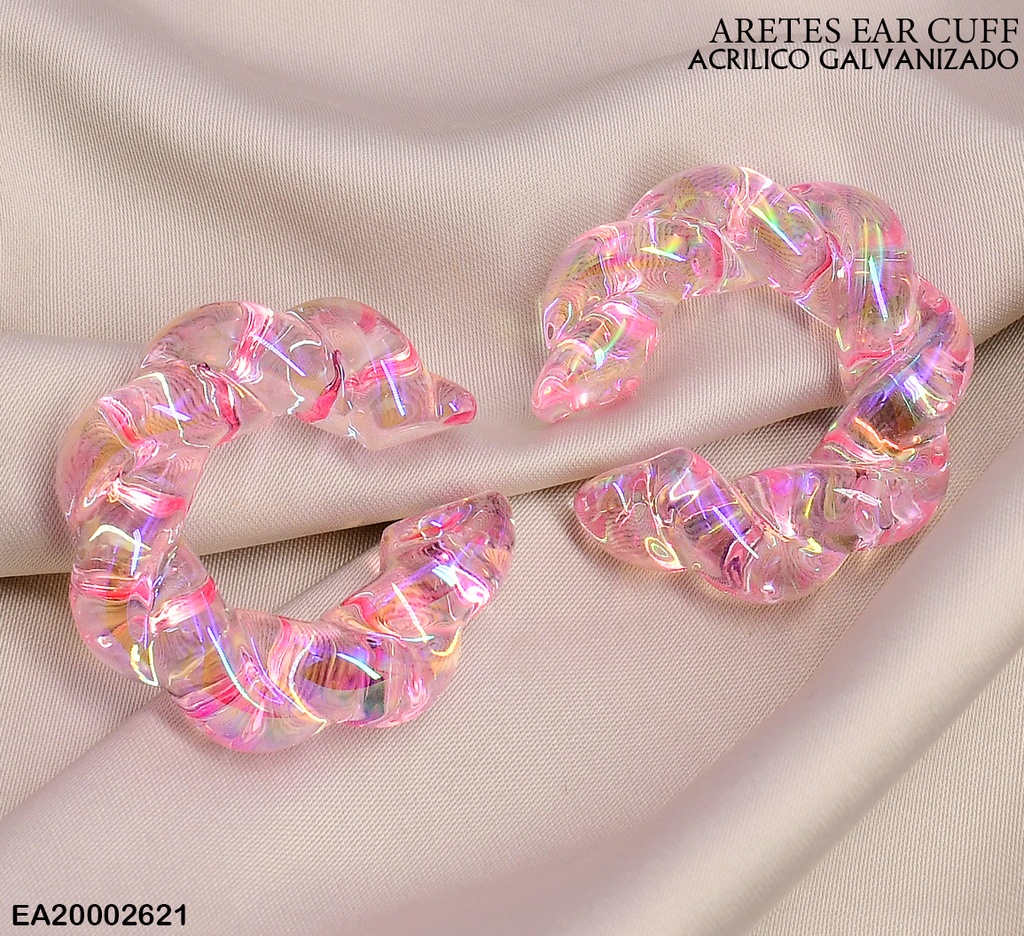 EAR CUFF ONDULADAS ACRILICOS GALVANIZADOS(CCB)ROSADAS EE591-215