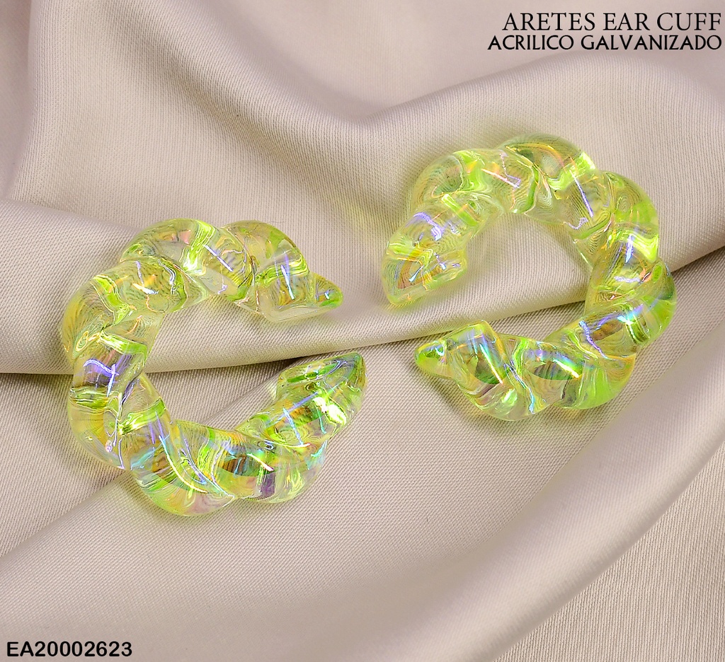 EAR CUFF ONDULADAS ACRILICOS GALVANIZADOS(CCB)VERDES EE593-215 (NPE2025)
