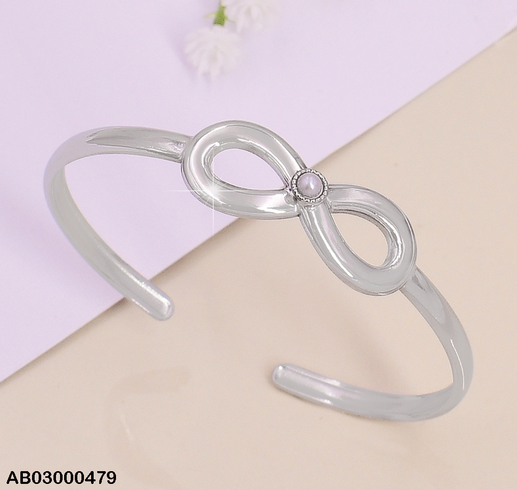 BRAZALETE COL. PLAT. / INFINITO PERLA CENTRO BA118-131