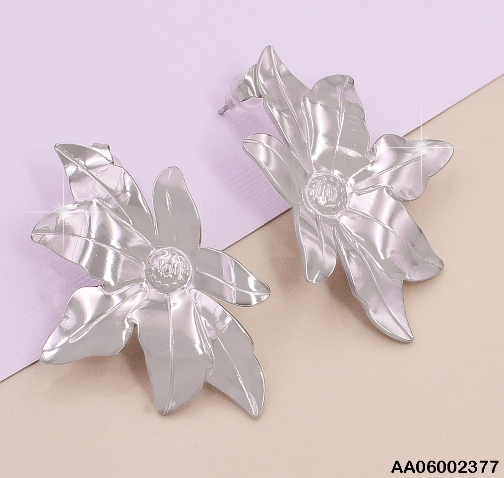 ARETES FLOR ALARGADA COL. PLAT . EA491-45