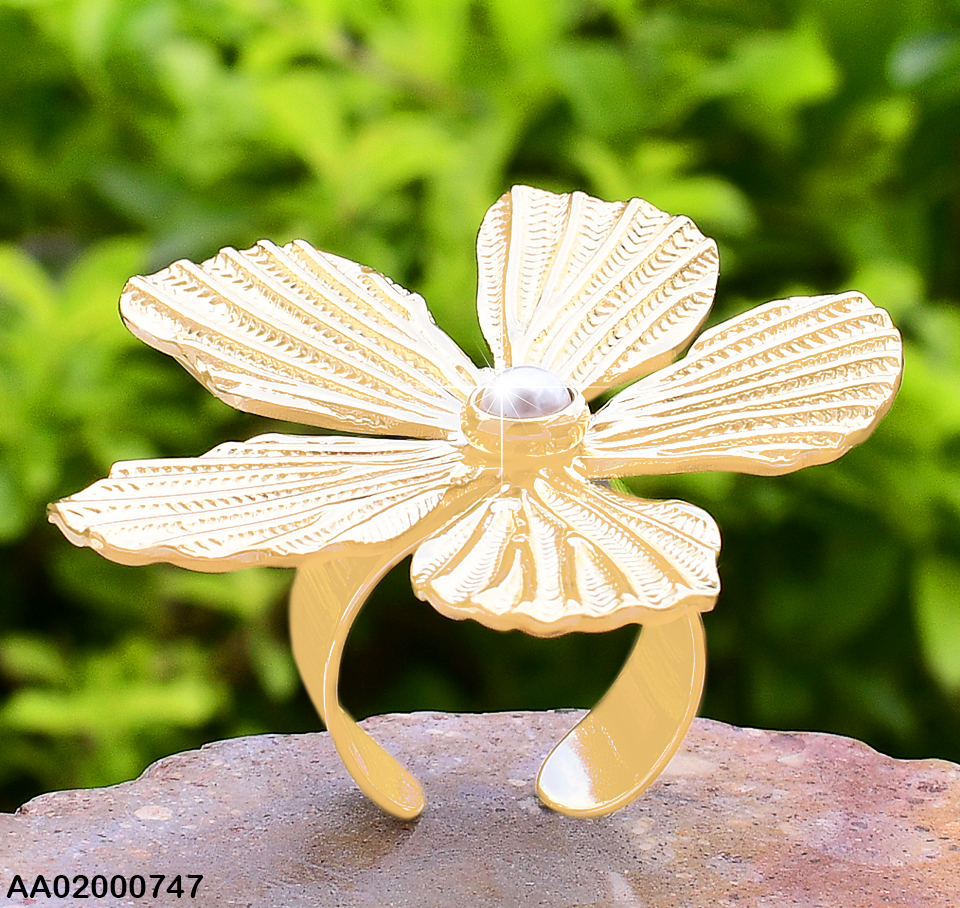 ANILLO AJUSTABLE DOR. FLOR / PERLA CENTRO RA050-131