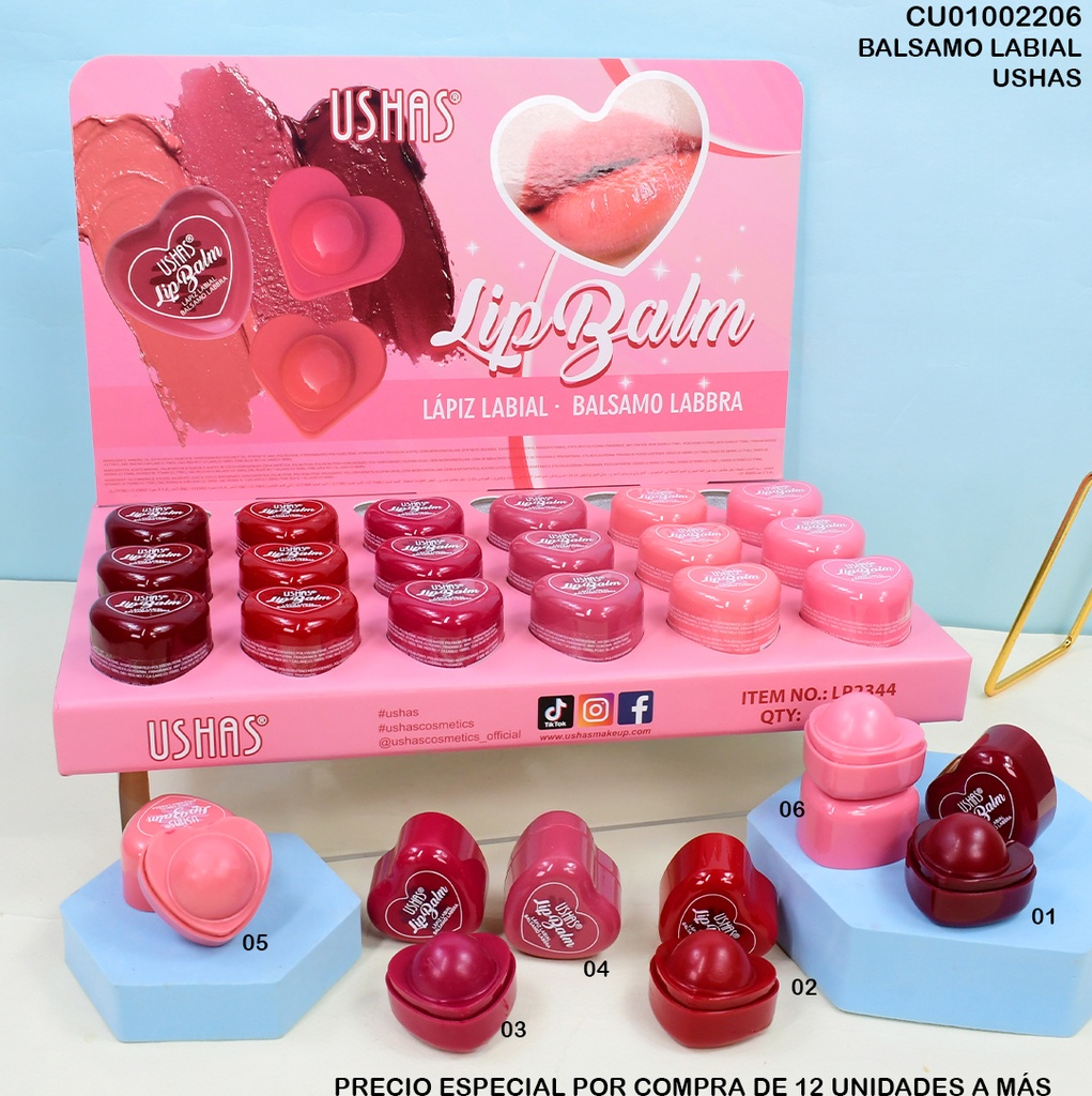 BALSAMO LABIAL CORAZON USHAS LP2344 SURTIDOS