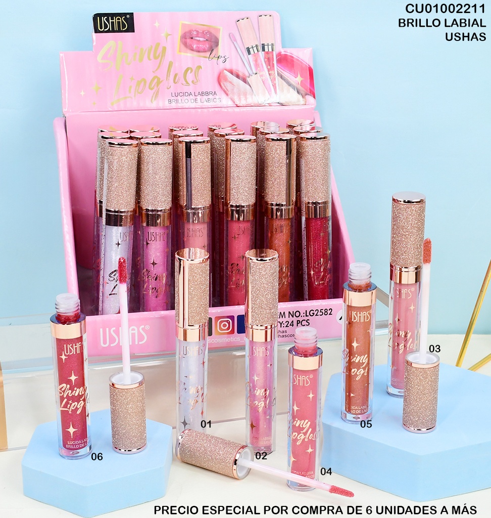 LIPGLOSS SHINY USHAS COL.SURTIDOS LG2582B
