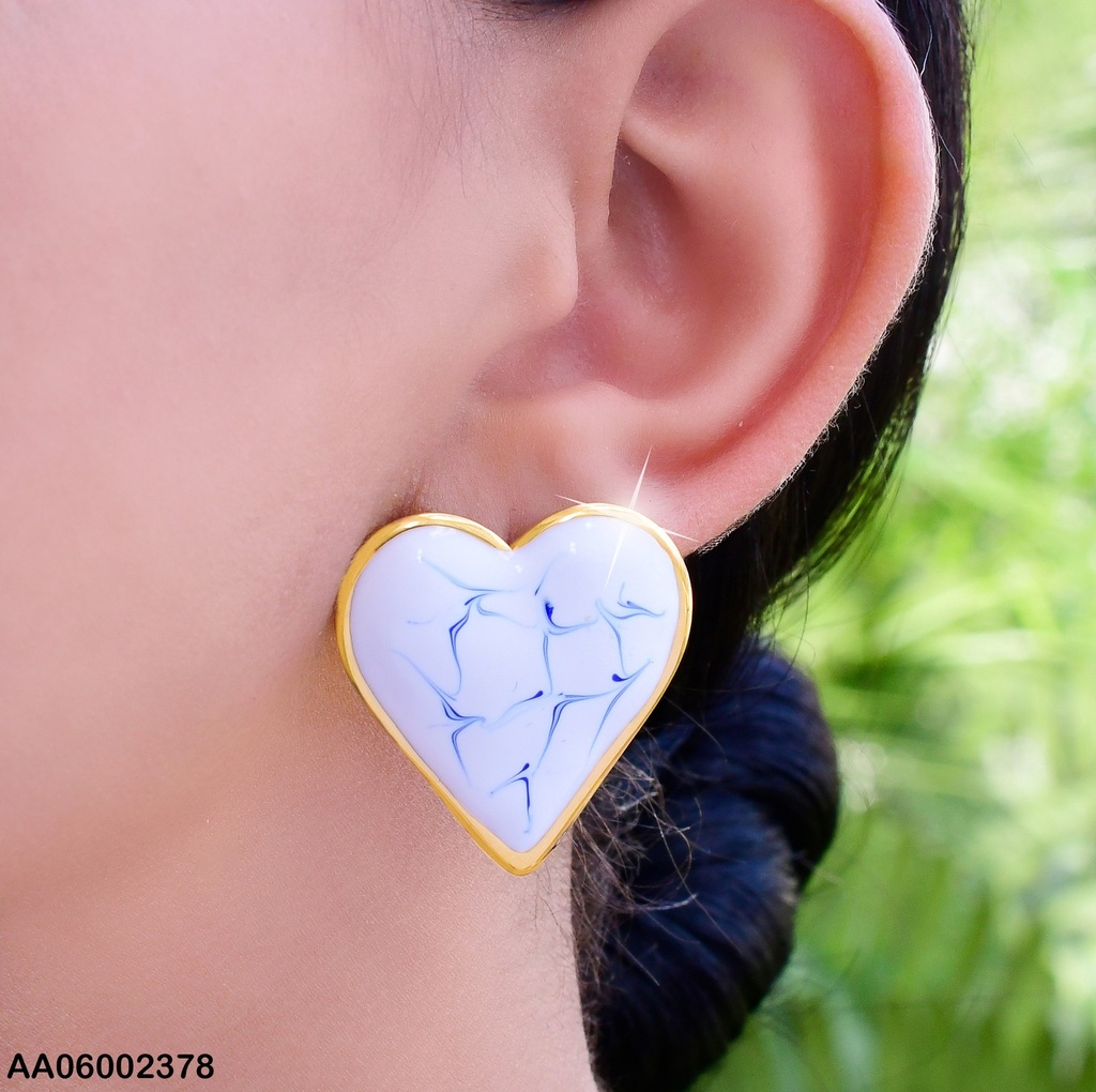 ARETES ESMALTADOS CORAZON BLANCO/AZUL EE582-45
