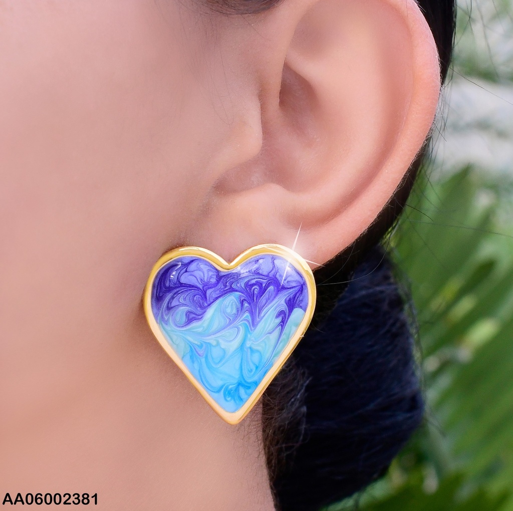ARETES ESMALTADO CORAZON  MORADO/ VERDE/ CELESTE EE585-45