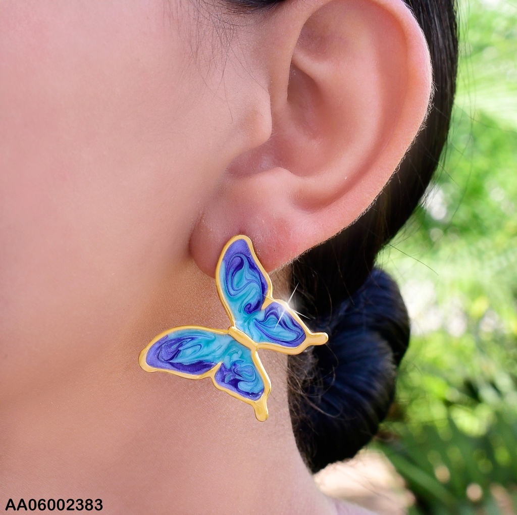 ARETES ESMALTADO MARIPOSA MORADO/ CELESTE EE581-45