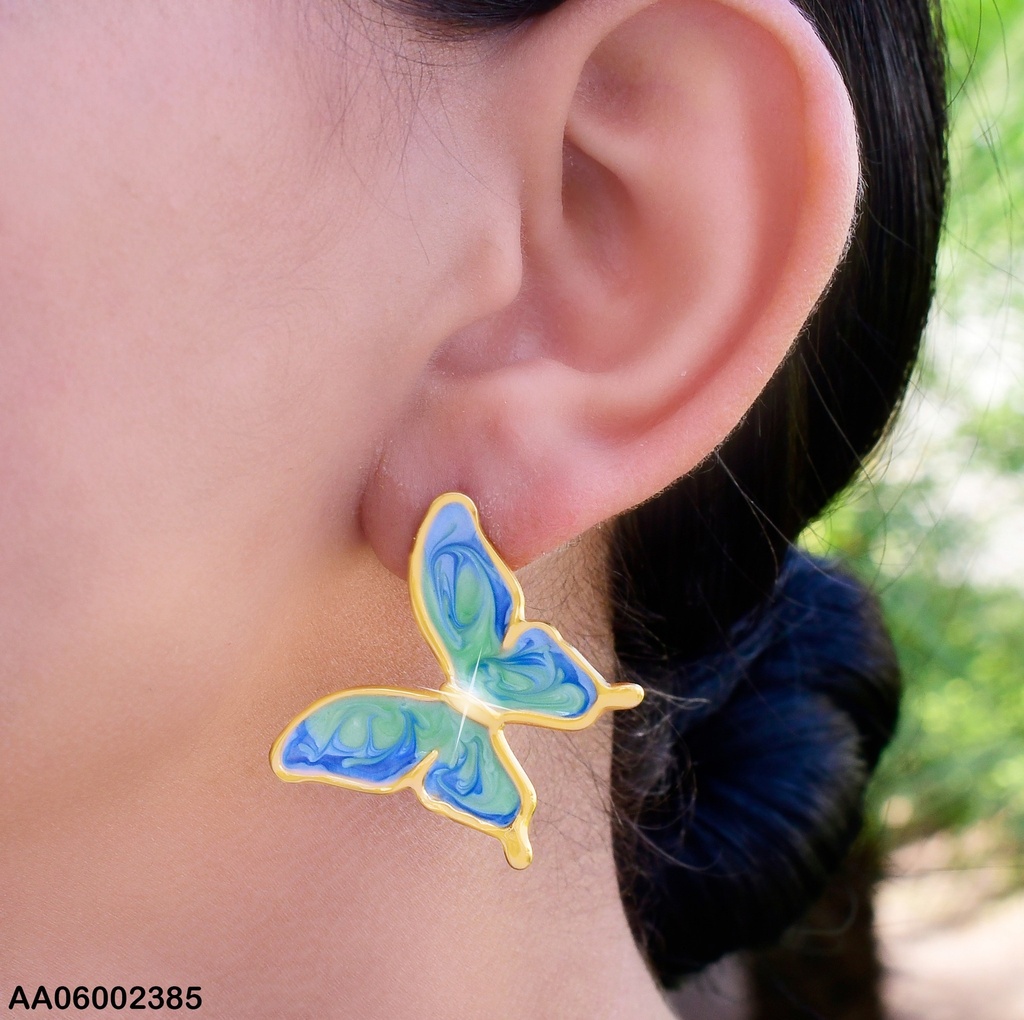 ARETES ESMALTADO MARIPOSA VERDE/CELESTE EE579-45