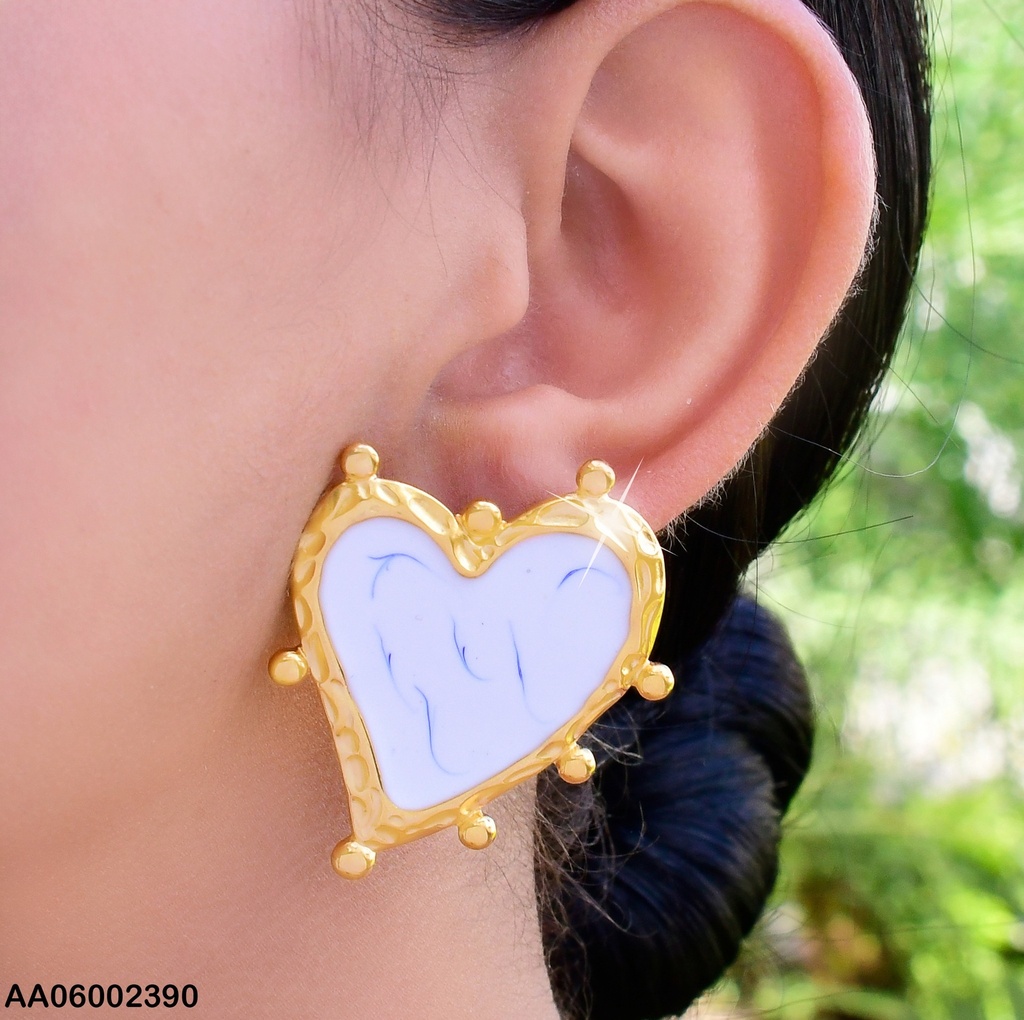 ARETES ESLMALTADO CORAZON BLANC/AZUL PELOT A LOS LADOS EE569-45