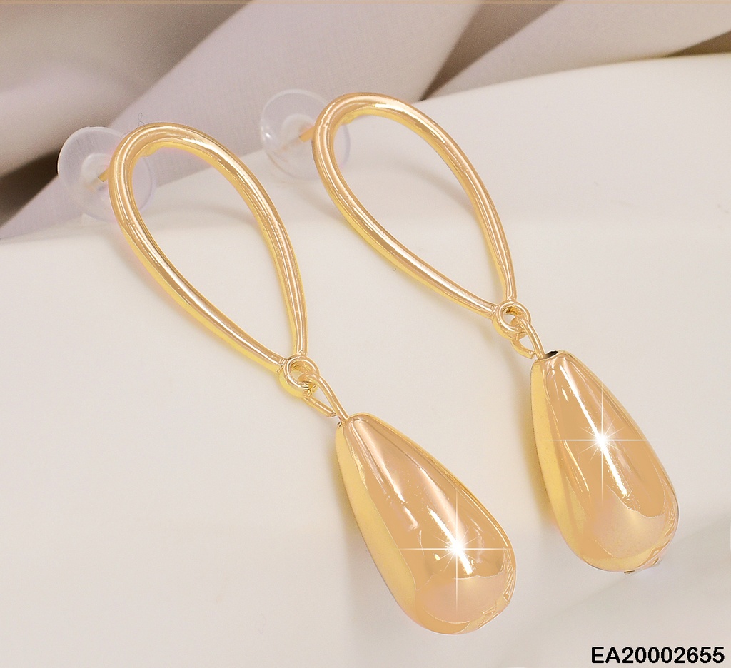ARETES OVALO C/GOTA LISA COLGANTE EE725-130 TENDENCIA