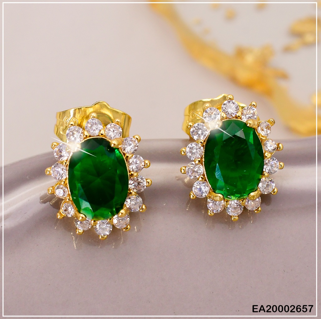 ARETES ZIRC.VERDE SURT. BORDE PEQ.ZIRC. EE394-10
