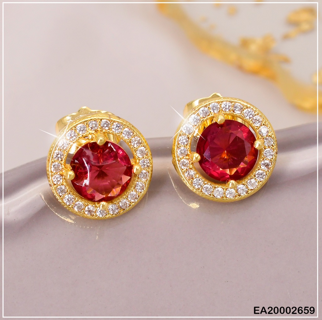 ARETES ZIRC.RD FUCSIA BORDE ZIRC.PEQ. EE395-10