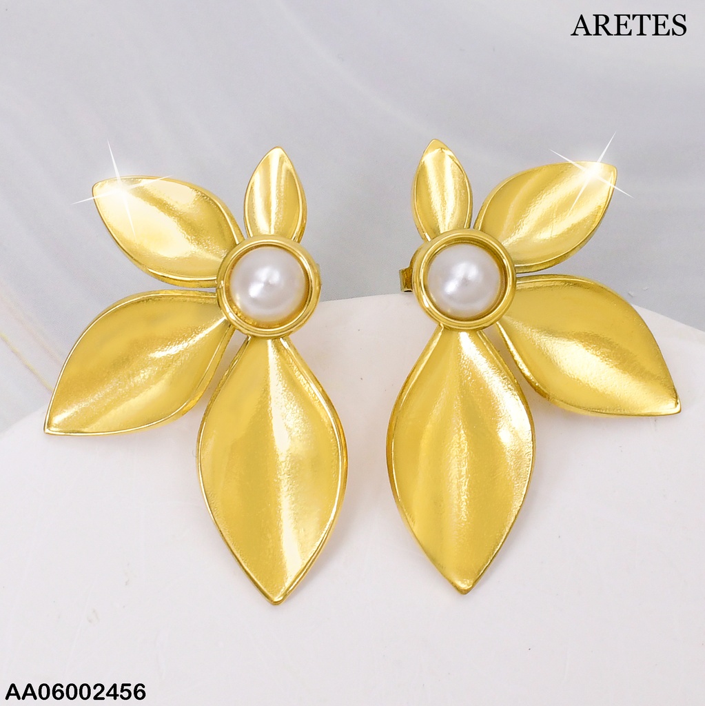 ARETES MEDIA FLOR 4 PETALOS CENTRO 🔵 EA423-45(MED)