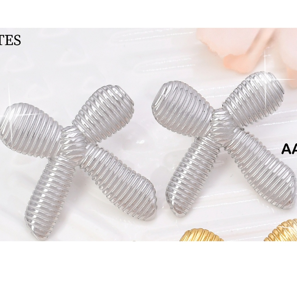 ARETES PLATEADOS LAZOS A RAYAS EE599-45
