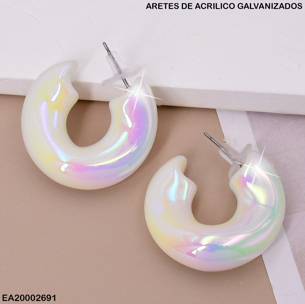 ARETES "C"BLANCO ACRILICOS GALVANIZADOS(CCB)EE570-215