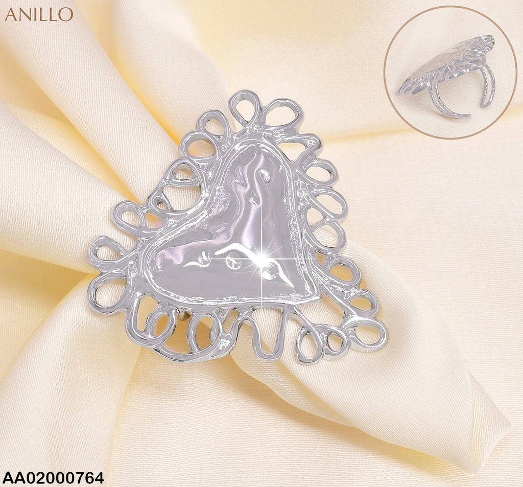 ANILLO PLAT. AJUST. CORAZON,BORDES➿➿ C/RA123-45