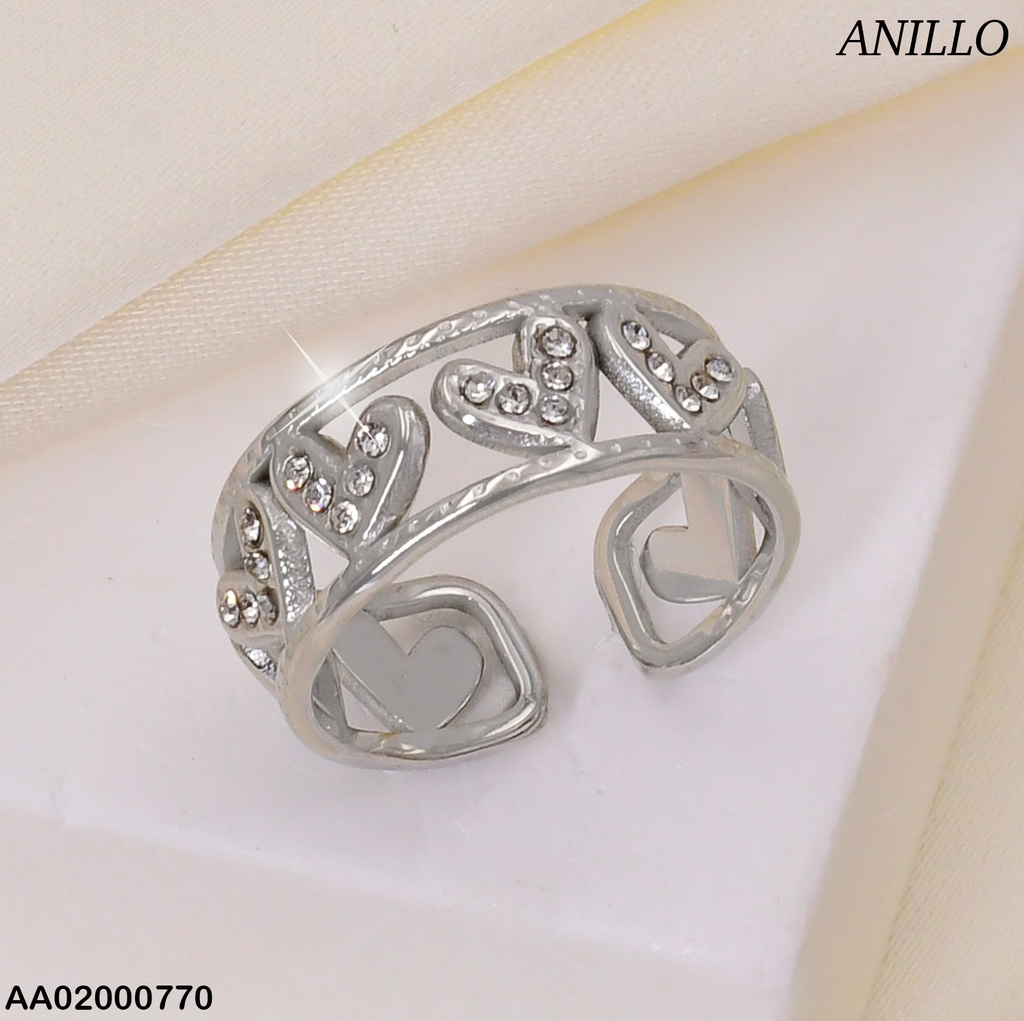 ANILLOS PLAT. / CORAZONES / ZIRC RA137-131